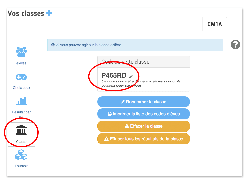 code classe
